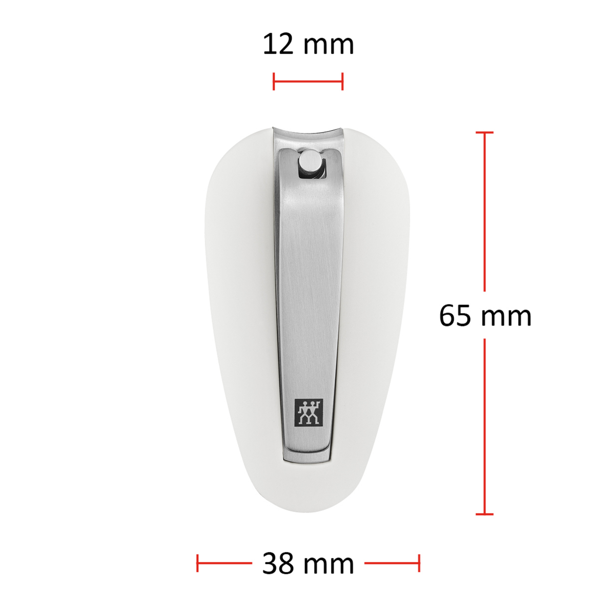 Größenangaben eines ZWILLING Premium Nagelknipsers. Gesamtlänge beträgt 65mm.