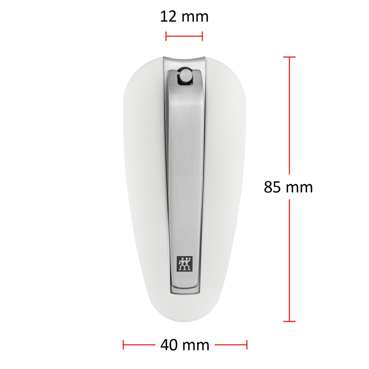 Größenangaben eines ZWILLING Premium Nagelknipsers. Gesamtlänge beträgt 85mm.