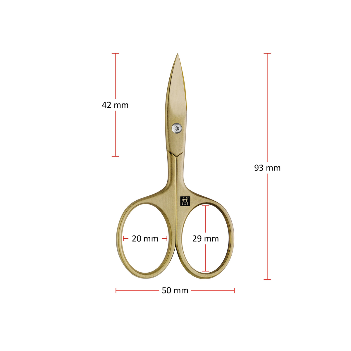 Größenangaben einer ZWILLING Premium Nagelschere. Gesamtlänge beträgt 93mm.
